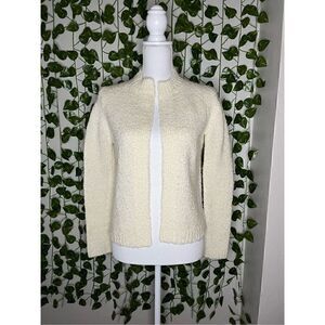 Vintage Tanner Cream Open Front Wool Knitted Cardigan Sweater Size Medium